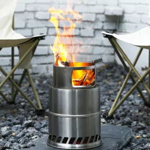 감성캠핑 라운드 우드스토브 이중연소 대형 불멍 화로대 로켓